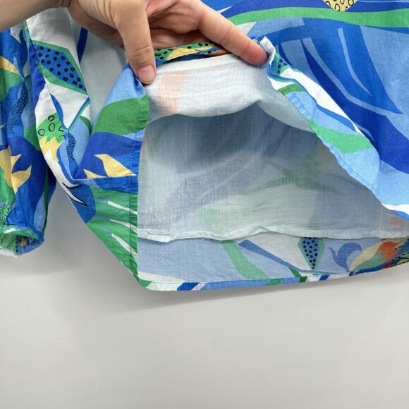Jude Connally Lilith Printed Blouse Sz M Blue Tropical Floral Beach Cotton $148 - Picture 6 of 12